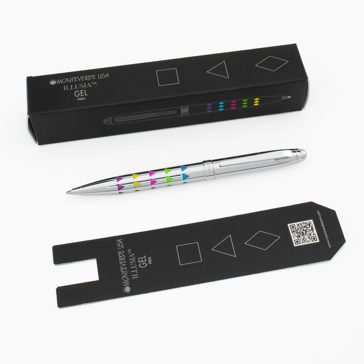 Monteverde llusia Gel Pen - Triangle Shapes Chrome with Chrome Trim