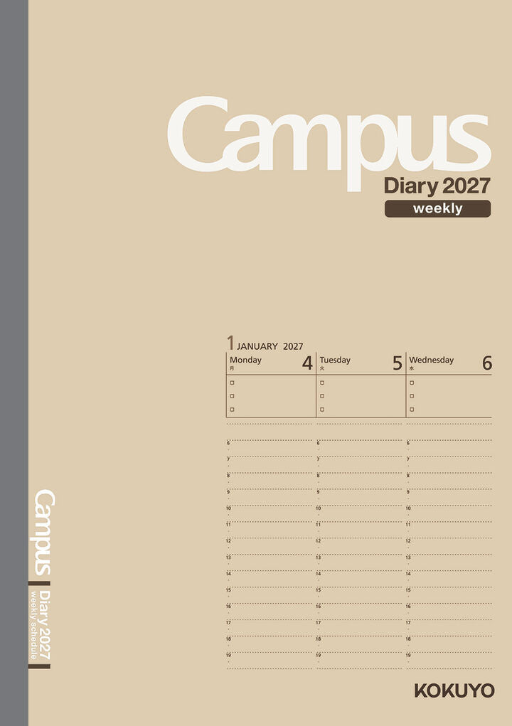Kokuyo Campus 2027 Weekly Vertical Diary - A5