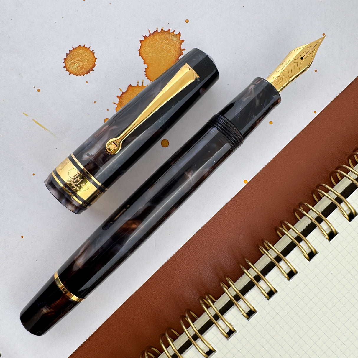 Omas Bologna Galassia Fountain Pen - Gold Trim