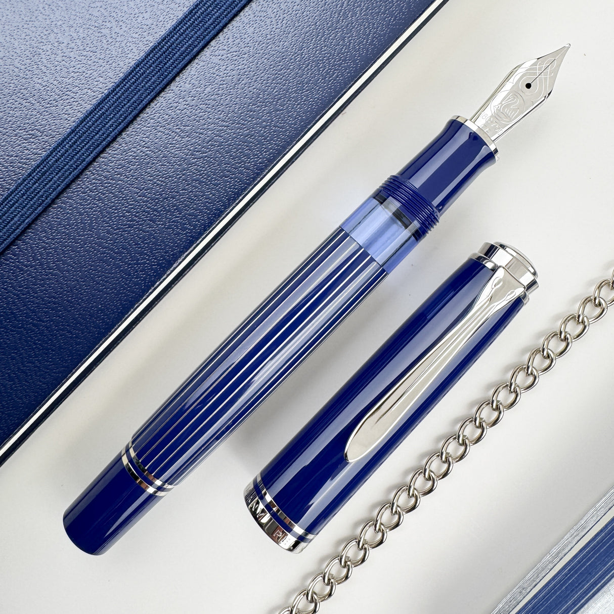 Pelikan Souveran M815 Fountain Pen - Metal Striped Blue (Special Edition)