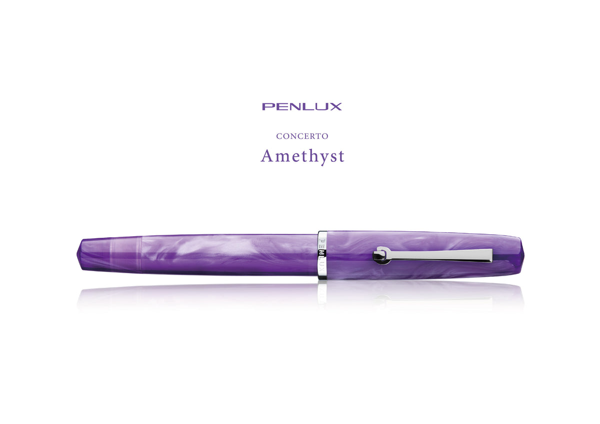 Penlux Concerto Amethyst fountain pen capped, side view