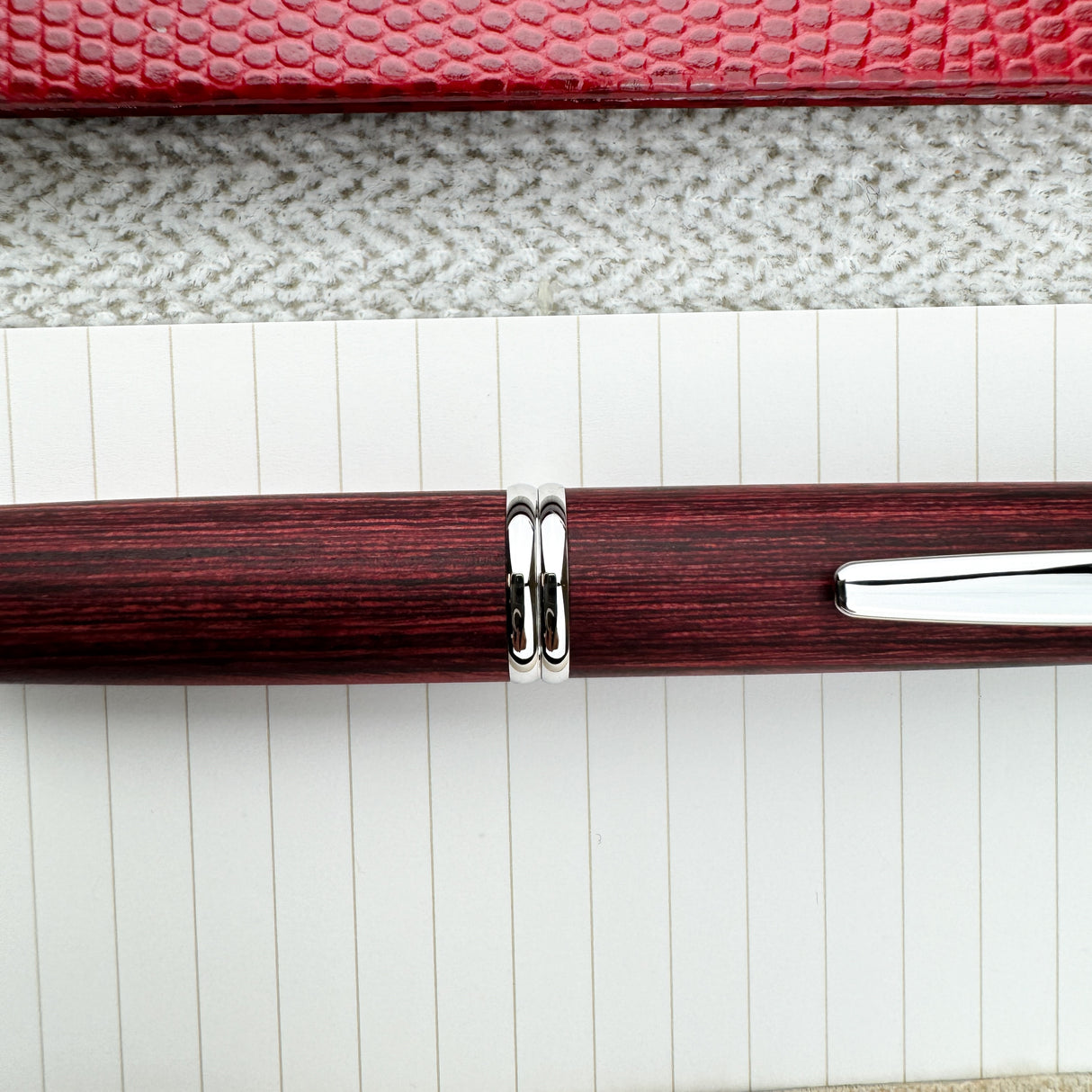 Pilot Vanishing Point Birchwood Fountain Pen - Red