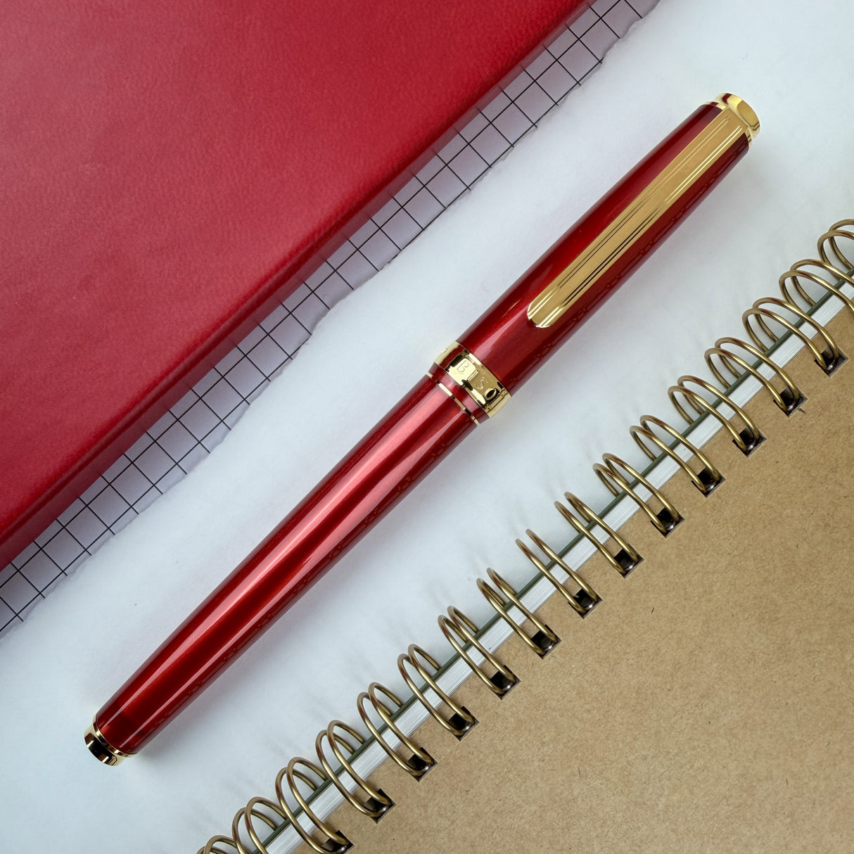 Platinum BISO Fountain Pen - Flame Red