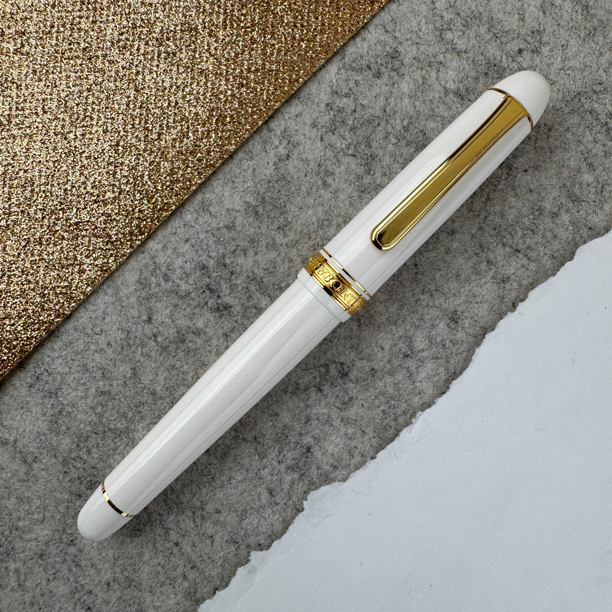 Platinum #3776 Fountain Pen - Chenonceau White with Gold Trim