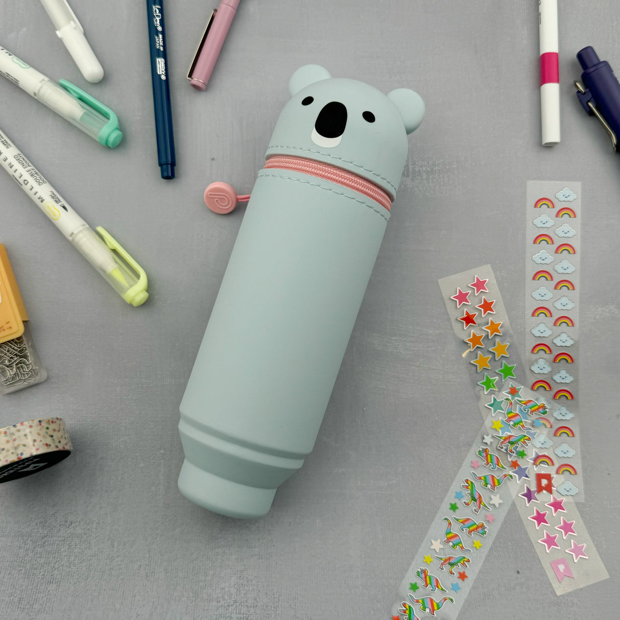 PuniLabo Stand Up Pen Case - Gray Koala