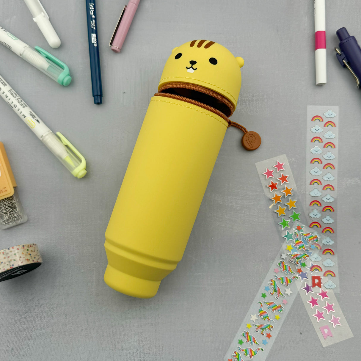 PuniLabo Stand Up Pen Case - Yellow Squirrel