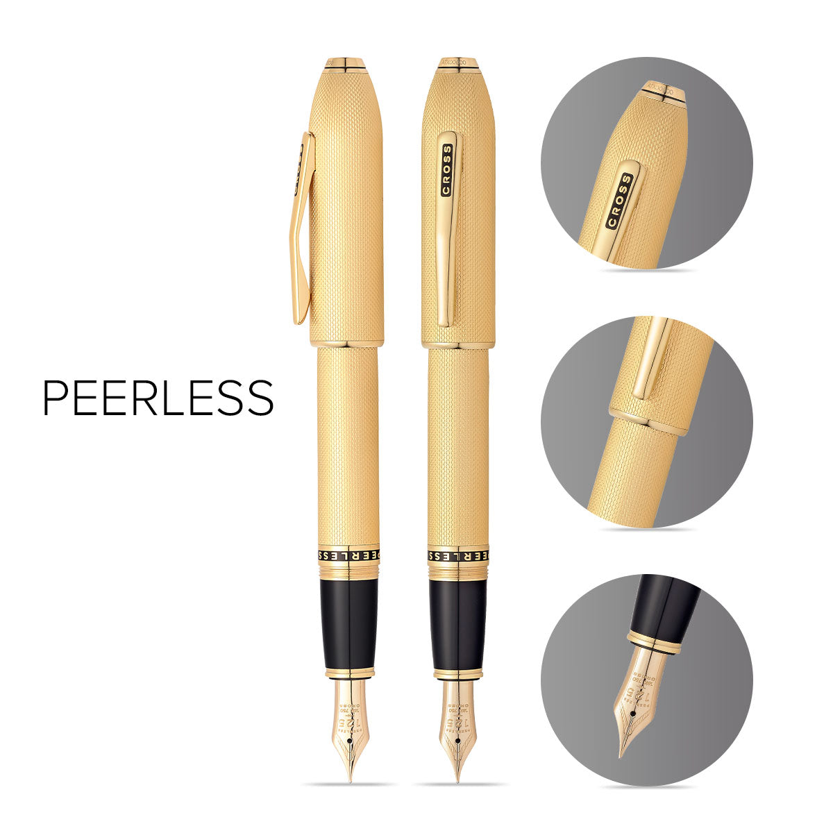 Peerless 23KT Gold Fountain Pen - info graphic