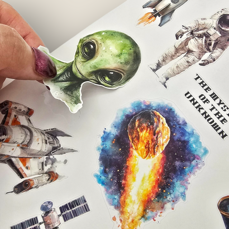CoraCreaCrafts Sticker Sheet - Going to Space