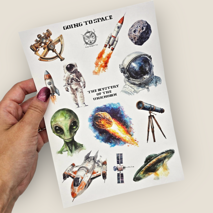 CoraCreaCrafts Sticker Sheet - Going to Space