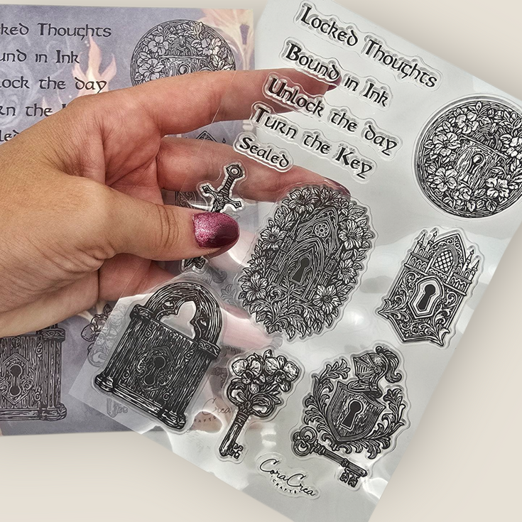 CoraCreaCrafts Lock & Key Clear Stamps