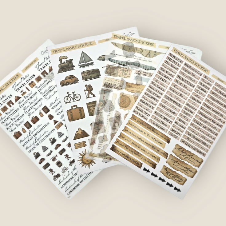 CoraCreaCrafts Travel Basic Stickers