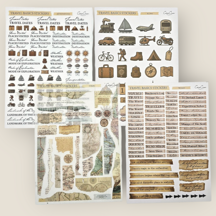 CoraCreaCrafts Travel Basic Stickers