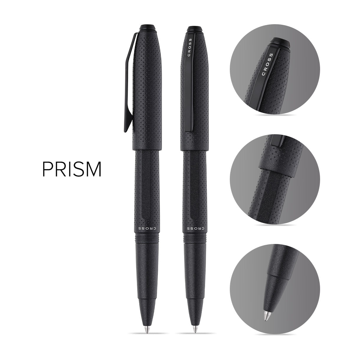 Prism Obsidian Black Ballpoint Pen - info graphic