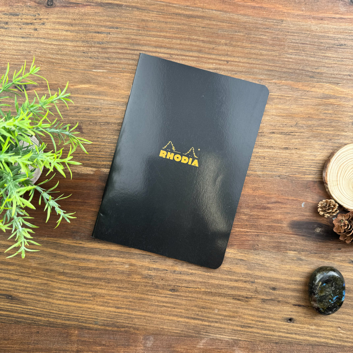 Rhodia Slim Staplebound Notebook - Lined 48 sheets - 6 x 8 1/4 - Black cover