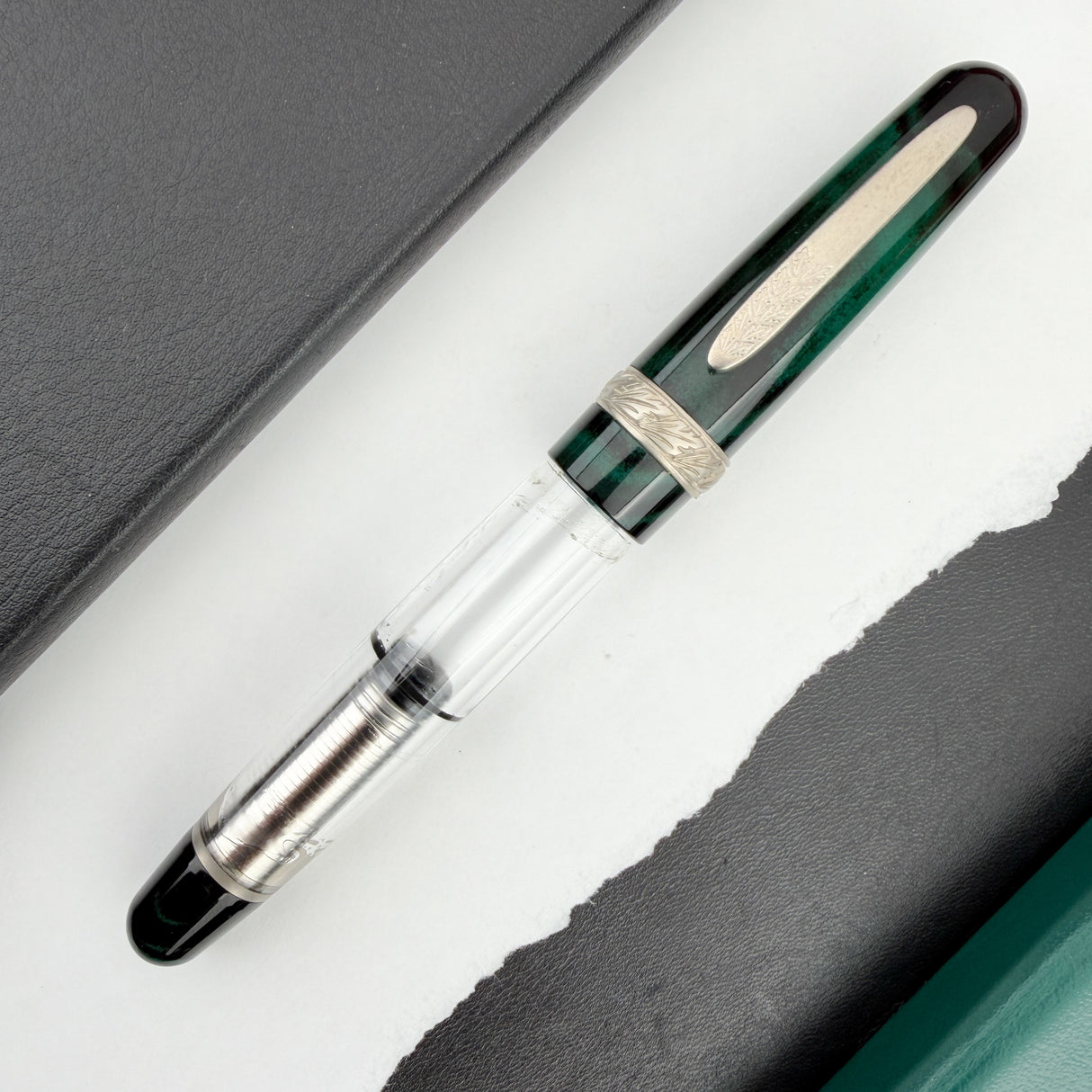 Stipula Etruria Ebonite Fountain Pen - Green/Black