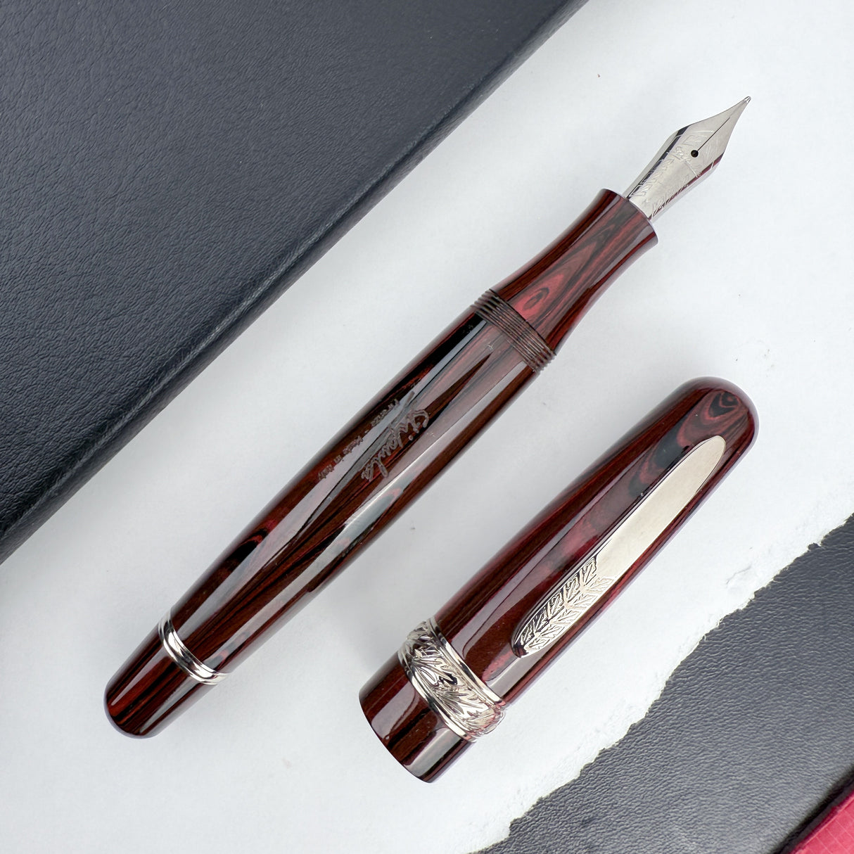 Stipula Etruria Ebonite Fountain Pen - Red/Black