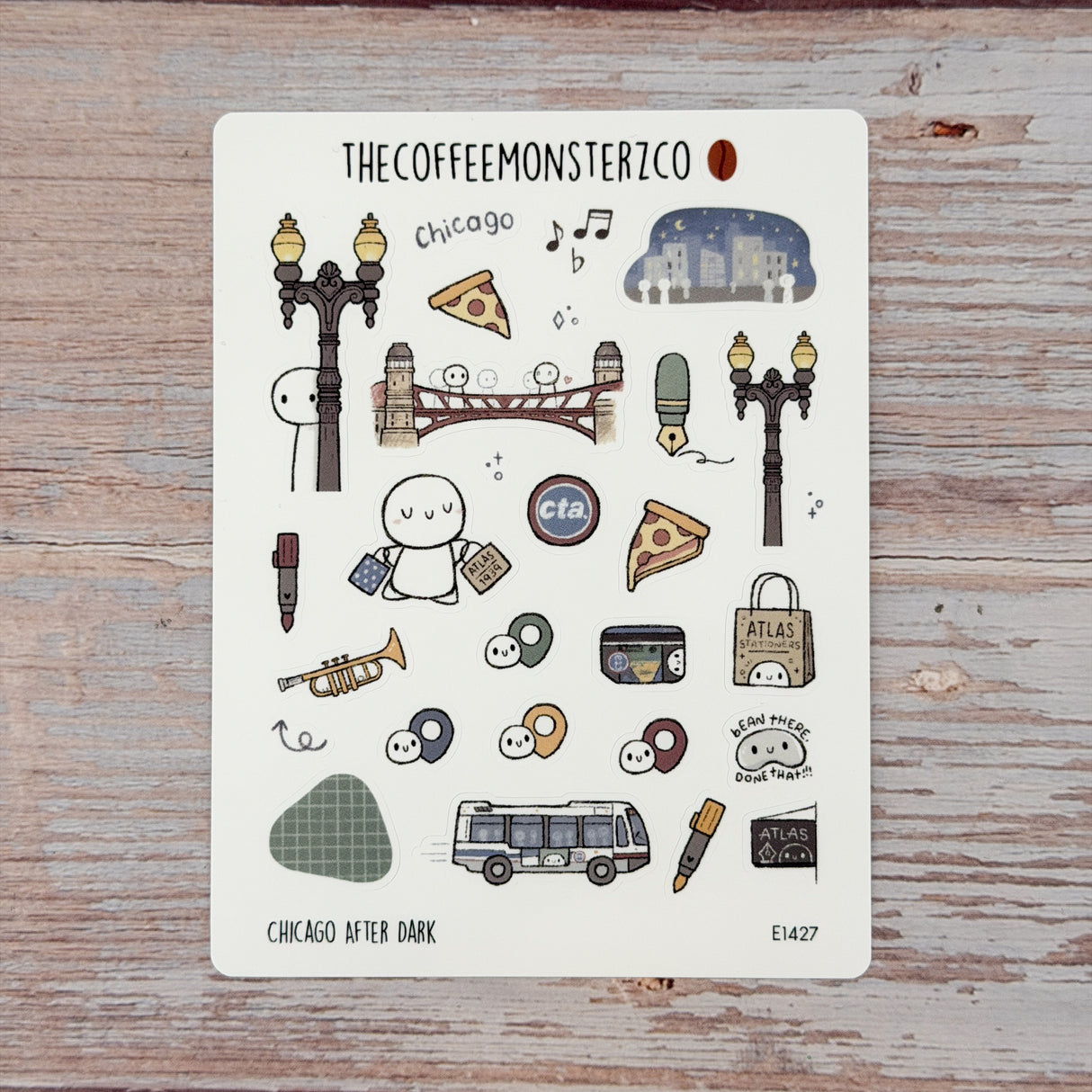 TheCoffeeMonsterzCo Chicago Sticker Sheet (Atlas Exclusive)