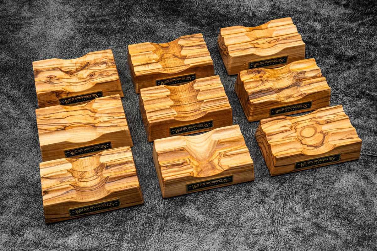 Galen Leather The Pen Stand Wooden Pen and Brush Stand - Olive