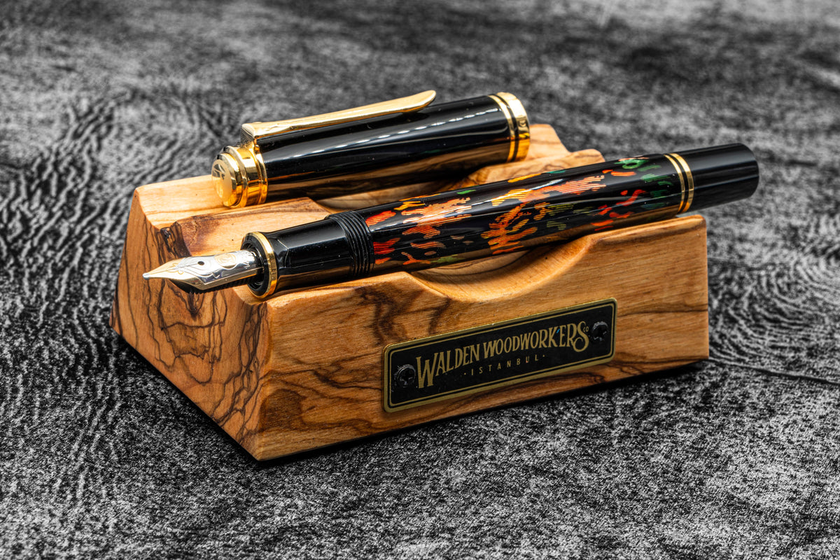 Galen Leather The Pen Stand Wooden Pen and Brush Stand - Olive