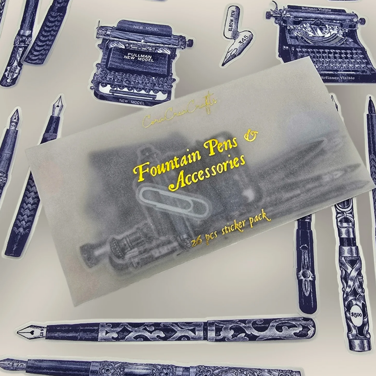 CoraCreaCrafts Sticker Pack - Fountain Pens & Accessories