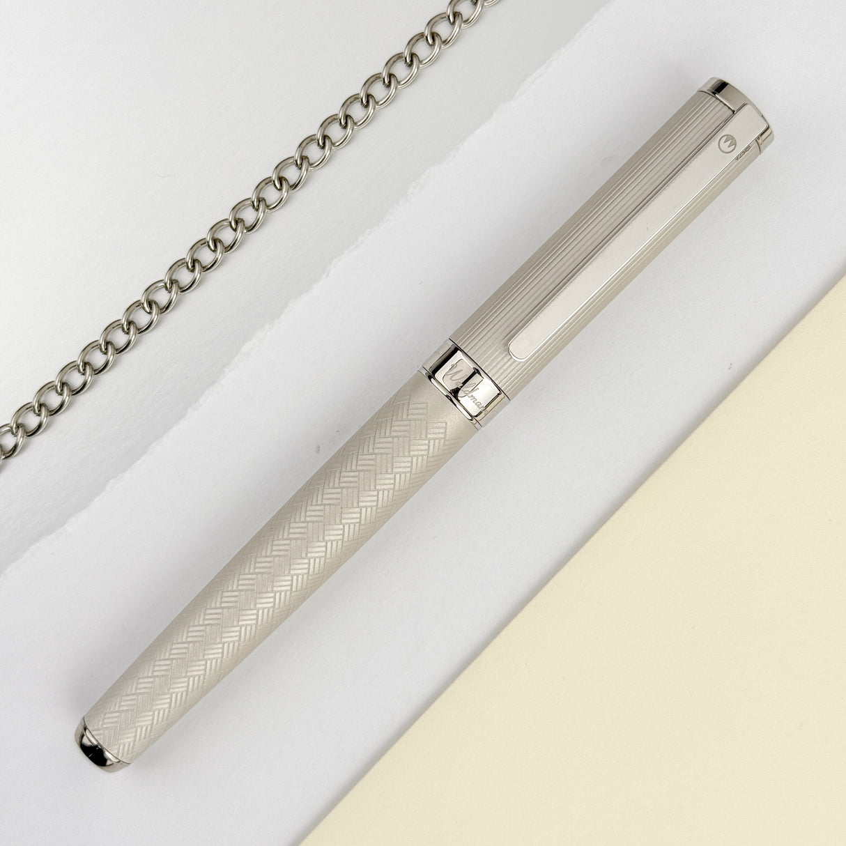 Waldmann Nova Linen Guilloche Fountain Pen - Stainless Steel