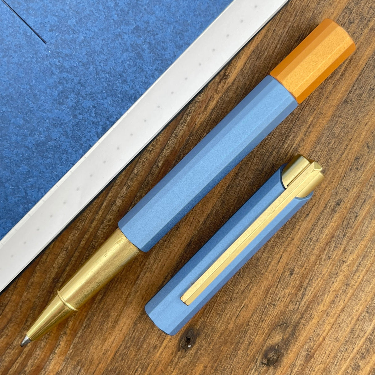ystudio Glamour Evolve Bihex Rollerball Pen - Blue Gin