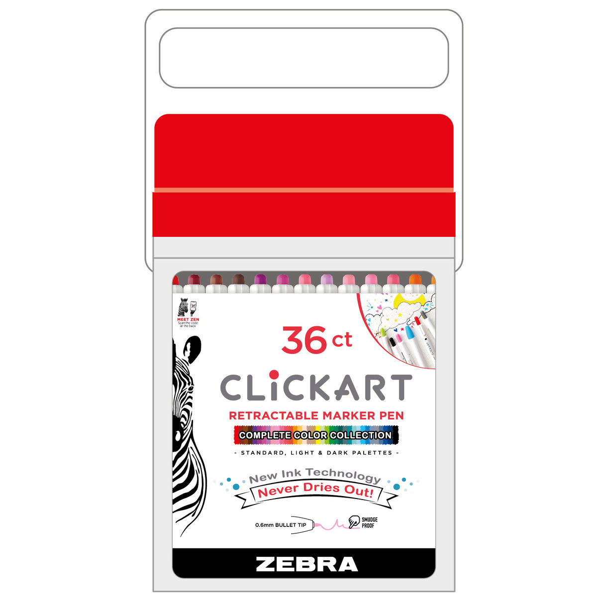 Zebra CLiCKART Retractable Marker Pens (36 Pen Set)