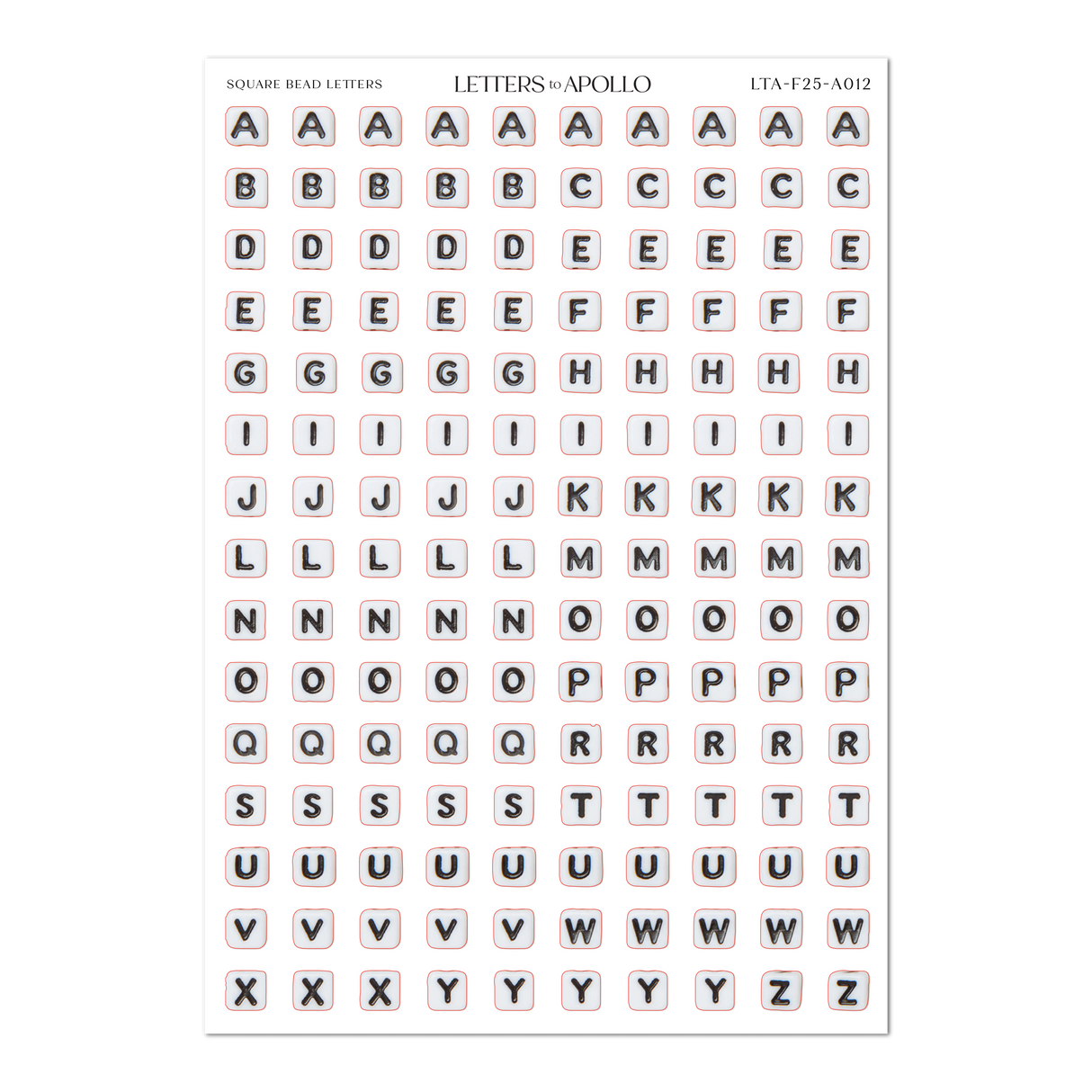 Letters to Apollo - Square Bead Letters Sticker Sheet