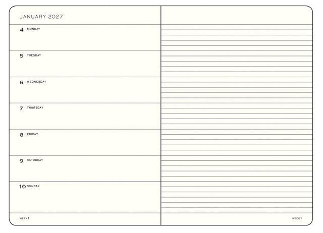 Leuchtturm Weekly Planner & Notebook 2027, 18 Months, Ruled, English