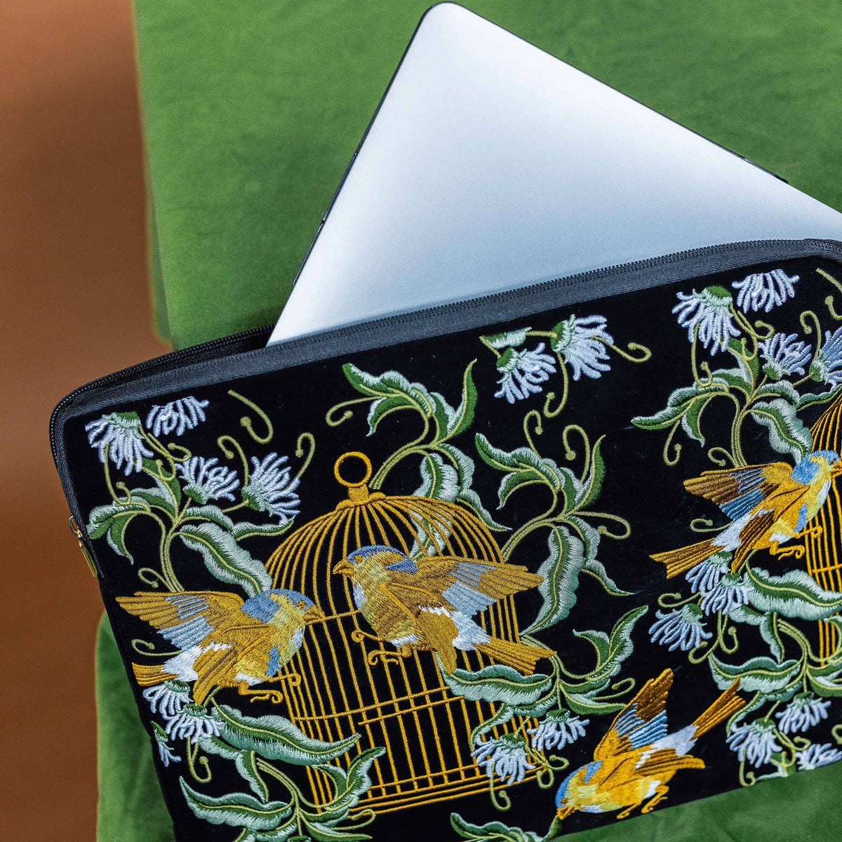 CoraCreaCrafts Bird Embroidered Notebook & Pouch