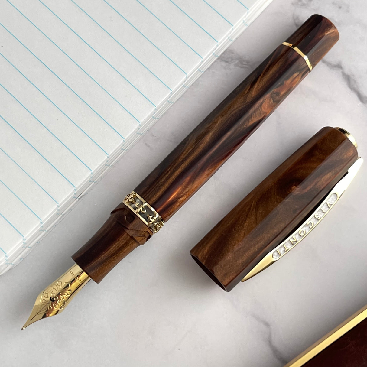 Visconti Medici Fountain Pen - Briarwood w/ Gold Trim