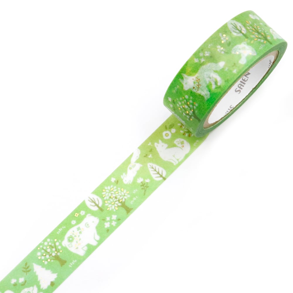Kamiiso Washi Tape - Forest (Gold Foil)