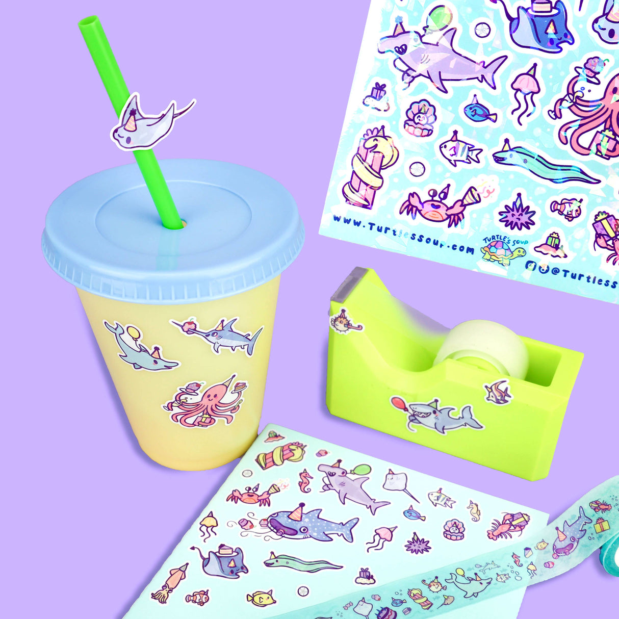 Ocean Party Ocean Critters Summer Vinyl Sticker Sheet