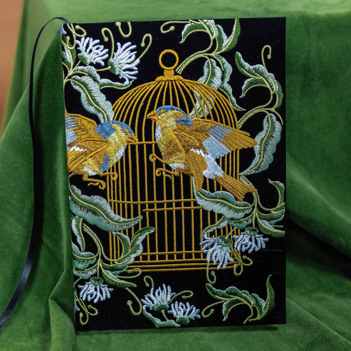 CoraCreaCrafts Bird Embroidered Notebook & Pouch