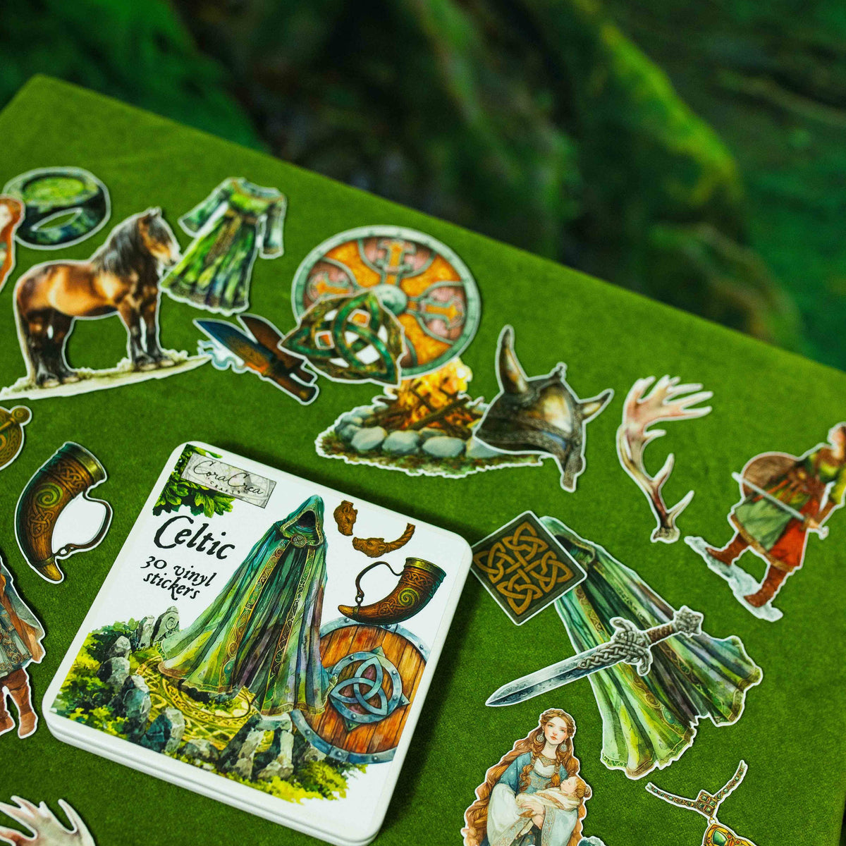 CoraCreaCrafts Celtic Sticker Tin Box