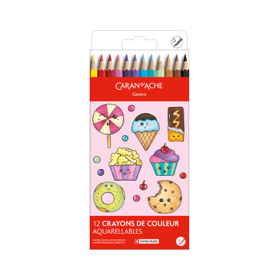 Caran D'Ache Swisscolor 12-Piece Watercolor Pencil Set - Kawaii Collection - Candy World