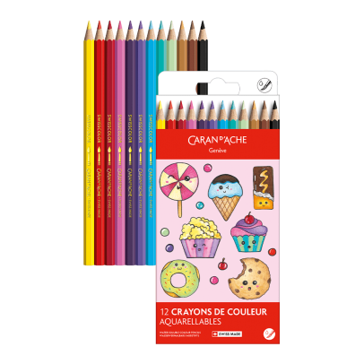 Caran D'Ache Swisscolor 12-Piece Watercolor Pencil Set - Kawaii Collection - Candy World