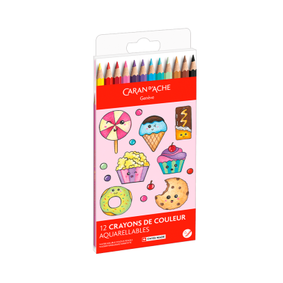 Caran D'Ache Swisscolor 12-Piece Watercolor Pencil Set - Kawaii Collection - Candy World
