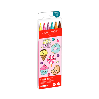 Caran D'Ache Fibralo 6-Piece Pen Set - Kawaii Collection - Candy World