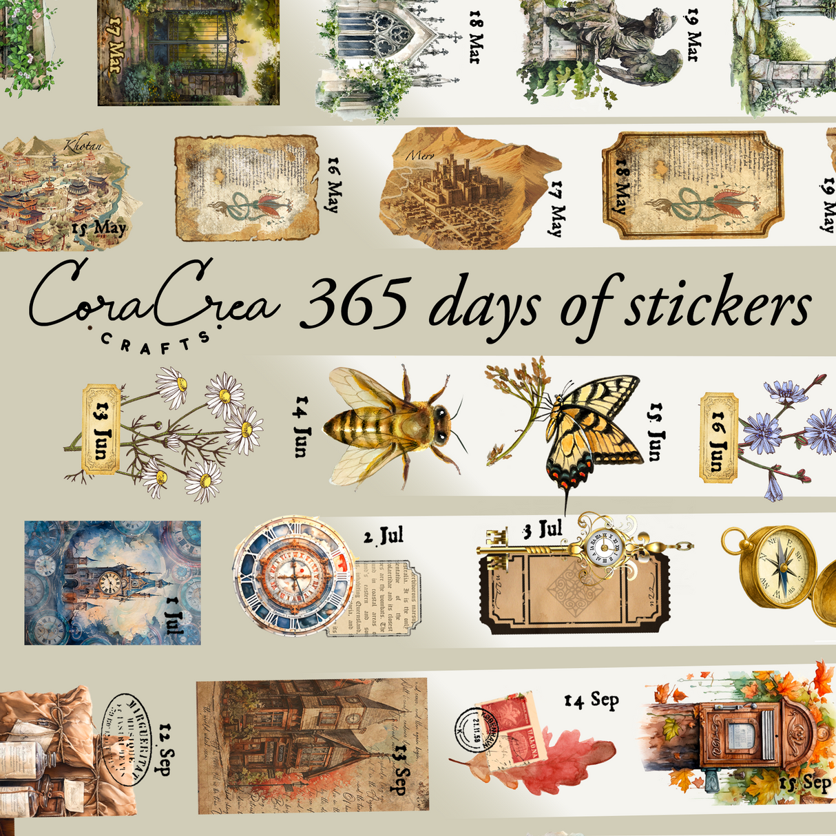 CoraCreaCrafts 365 Days of Stickers in a Roll