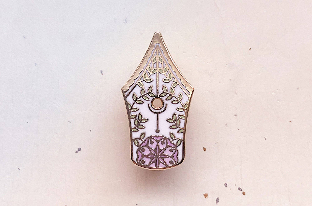 Floral Fountain Pen Enamel Pin