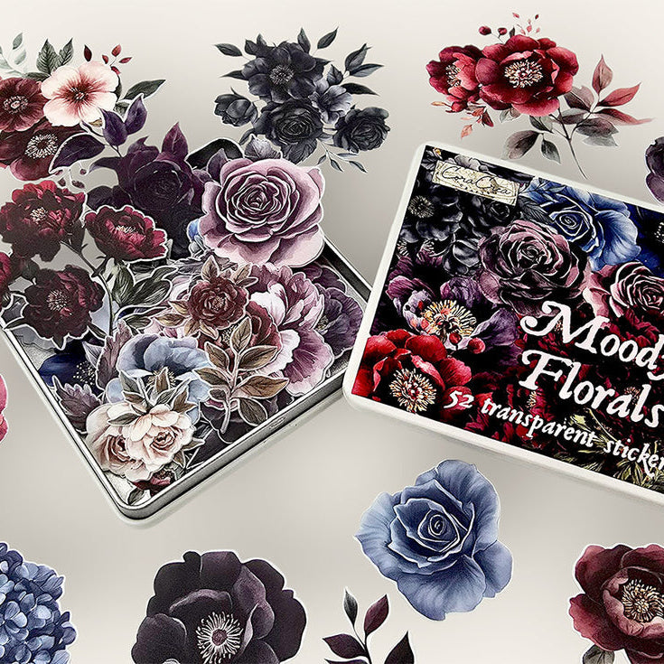 CoraCreaCrafts Moody Flowers Sticker Tin Box