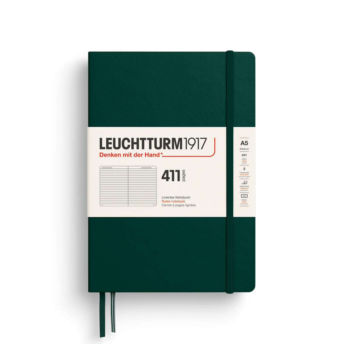 Leuchtturm A5 Hardcover Notebook - 411 Pages - Ruled