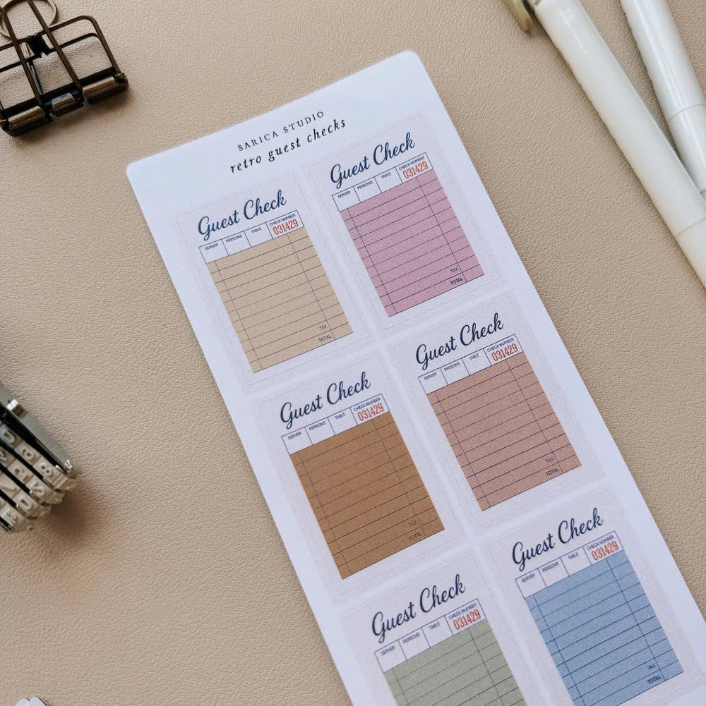 Sarica Studio Retro Guest Check Stickers