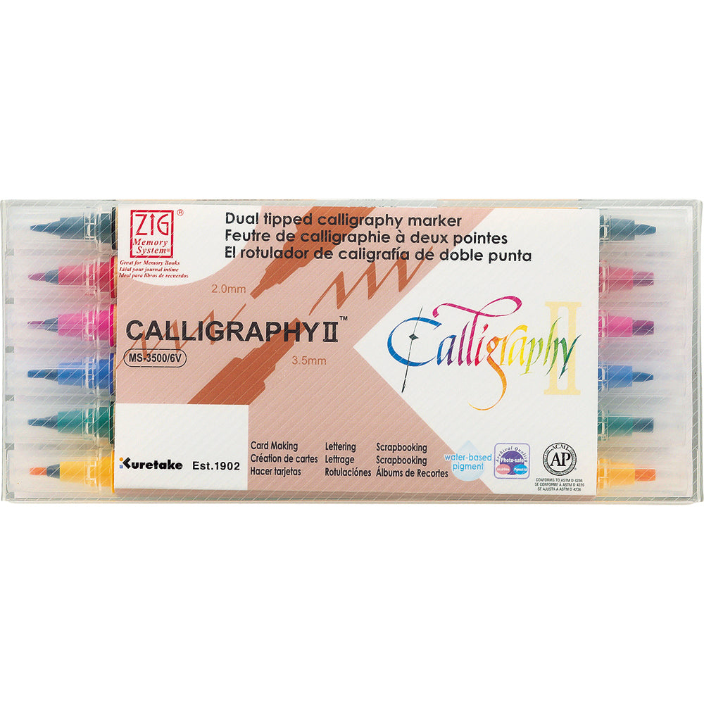Kuretake Zig Memory System Calligraphy II (6 Color Set)