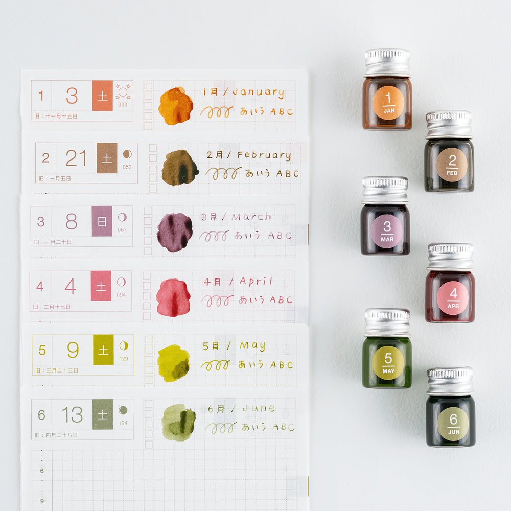 Hobonichi Kakimori x TSUKI no IRO: Mini Ink Bottle Set (Jan-Jun)