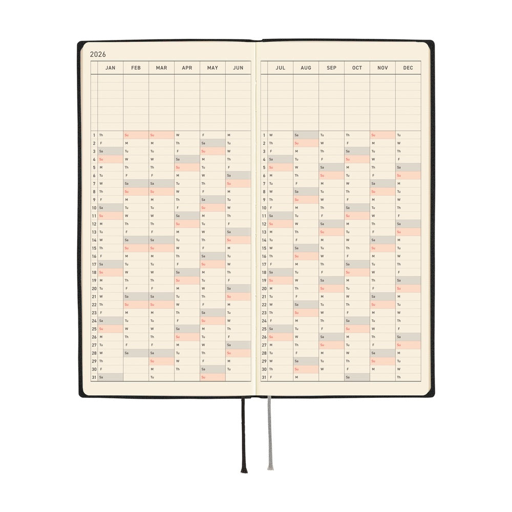 Hobonichi Techo Weeks - White Line: Black