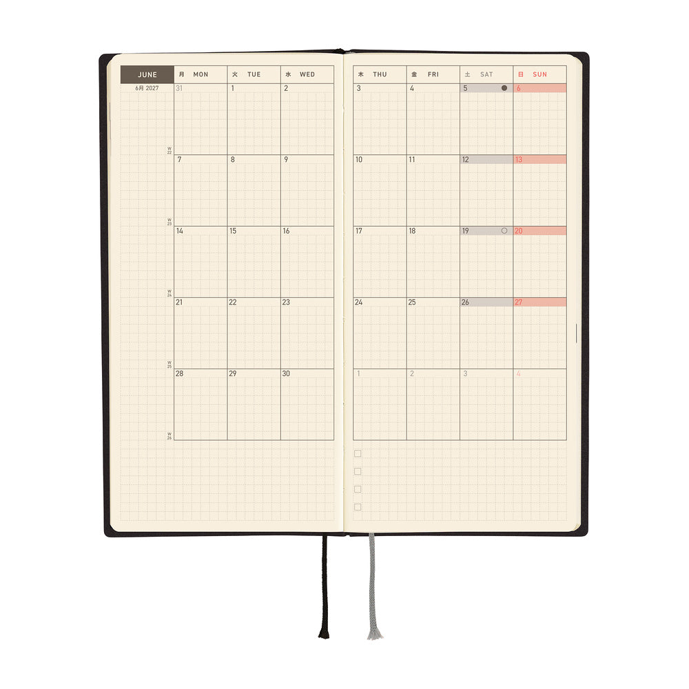 Hobonichi Techo Weeks - White Line: Black