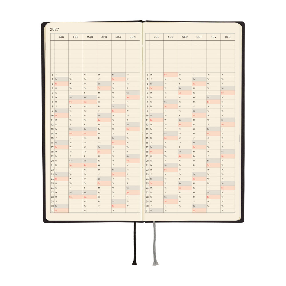 Hobonichi Techo Weeks - White Line: Black