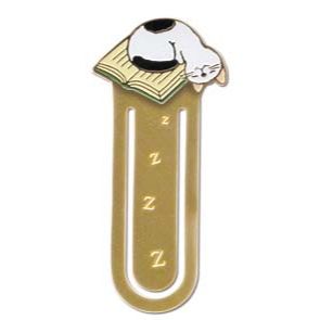 Pottering Cat Bookmarker - Brass Bookmark